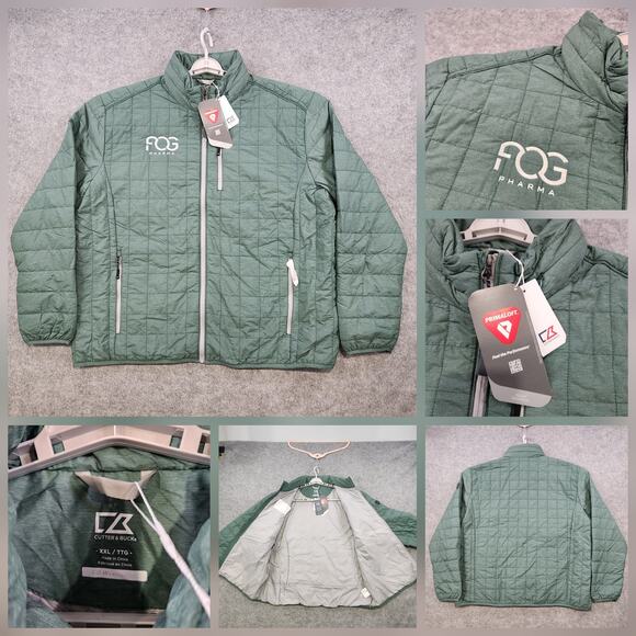 Cutter & Buck Jacket Mens 2XL Green Primaloft WeatherTec Quilted Puffer Full Zip - Picture 1 of 15